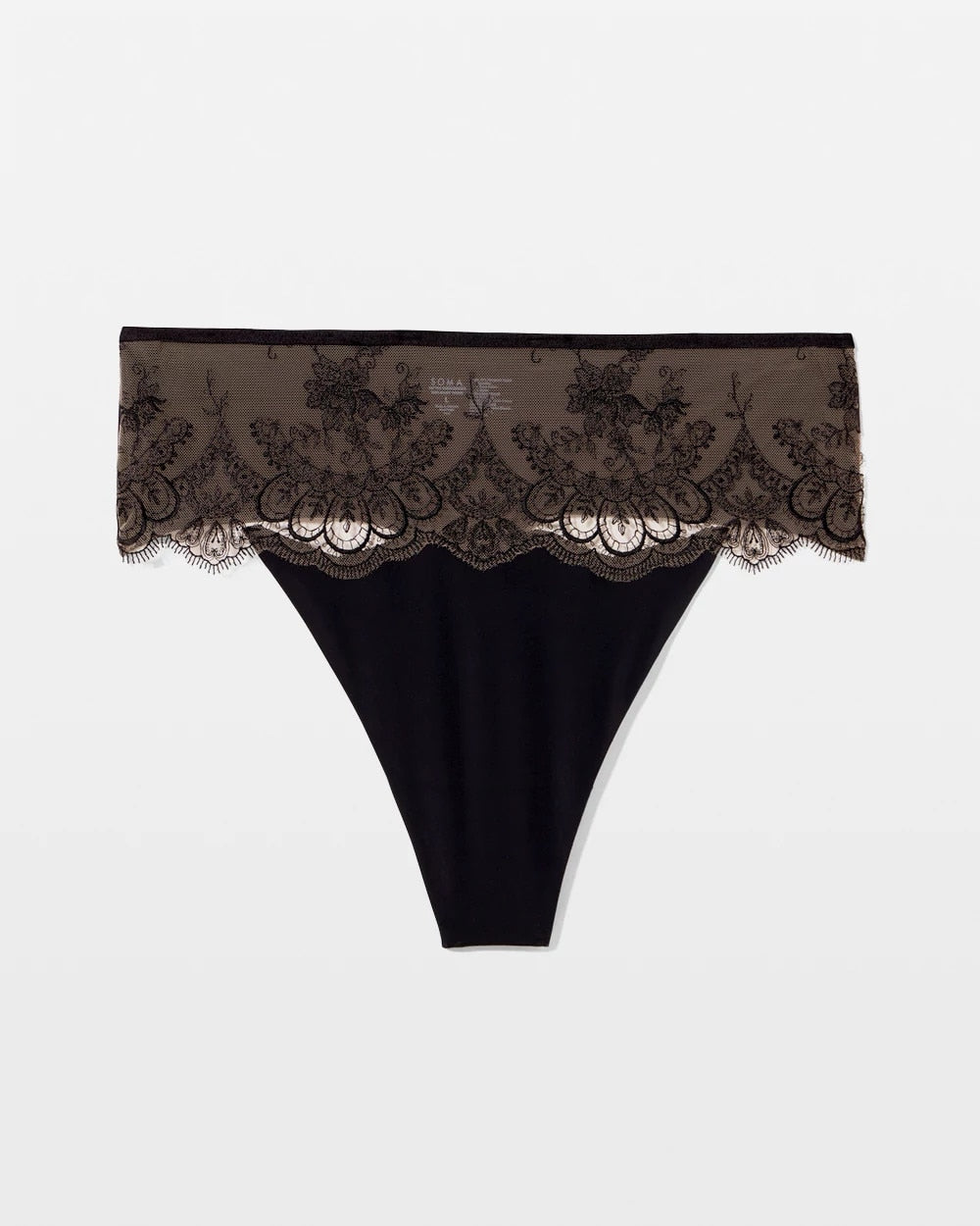 Tattoo Lace Embroidered High Waist Thong Panty