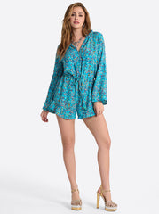 Aurelia Romper in Tile Blue Acrylic Ditsy - Jessica Simpson Discount