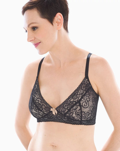 BLACK Wireless Pocketed Lace Bra