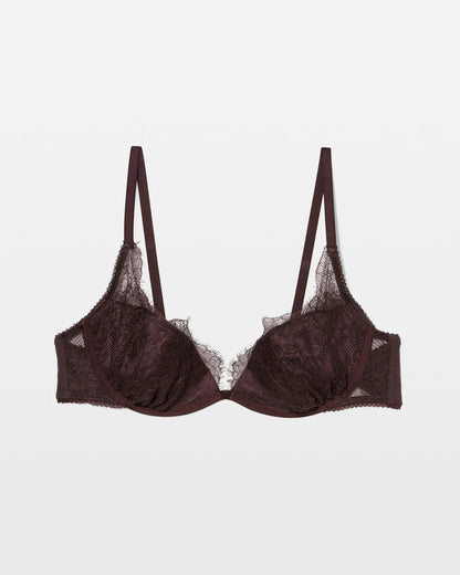 CHOCOLATE PLUM Soma’s Sexiest Eyelash Lace Plunge Bra