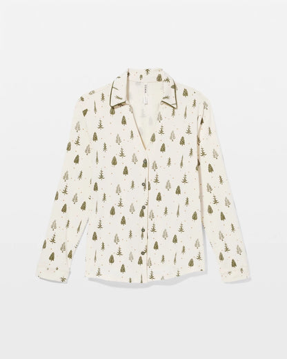 FESTIVE FIRS CHAMP DREAMS Long-Sleeve Notch Collar Pajama Top