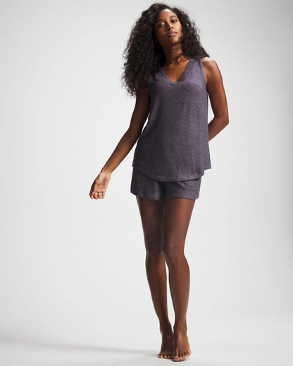 GRAY INK/PEARLED IVORY V-Neck Pajama Tank