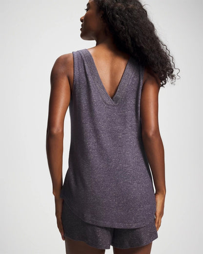 GRAY INK/PEARLED IVORY V-Neck Pajama Tank