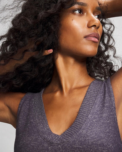 GRAY INK/PEARLED IVORY V-Neck Pajama Tank