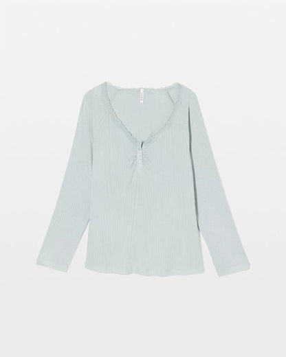 GREEN MIST Pointelle Long Sleeve Pajama Top
