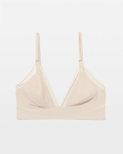 PALE SAND Geo Lace Trim Bralette