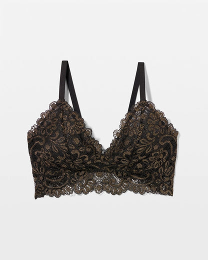 BLACK W/ GOLD FILL Lace Bralette