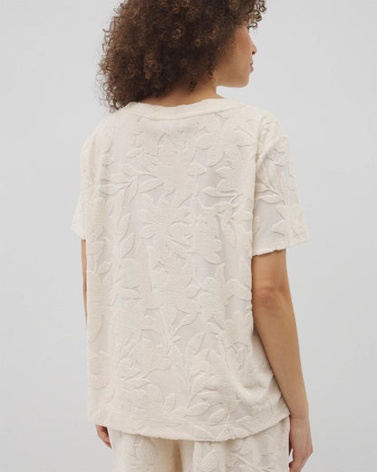 PARCHMENT Jacquard Terry Short Sleeve Top