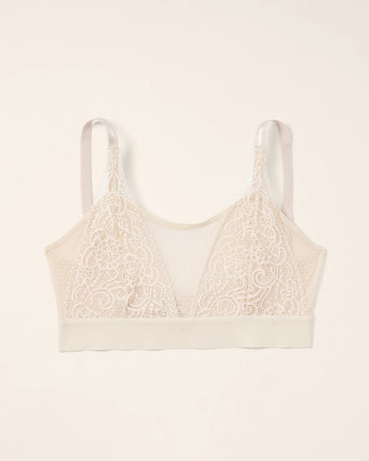 IVORY Wireless Pocketed Cupless Lace Bralette