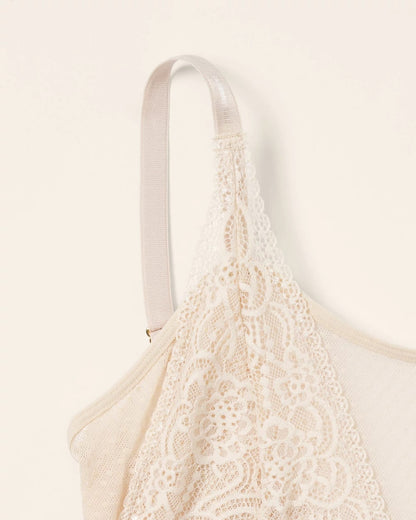 IVORY Wireless Pocketed Cupless Lace Bralette