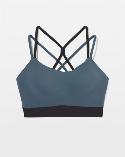PETROL/BLACK Racerback Yoga Bra