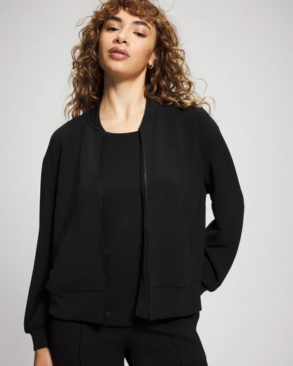 BLACK Modern Modal Bomber Jacket