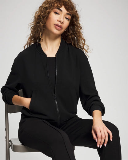 BLACK Modern Modal Bomber Jacket