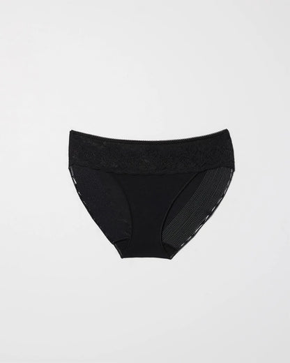 BLACK Cotton Blend Hipster Panty with Lace