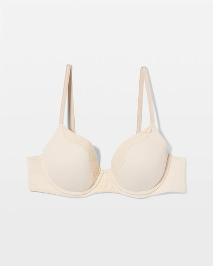 PALE SAND Embraceable Perfect Coverage Bra with Crochet Lace