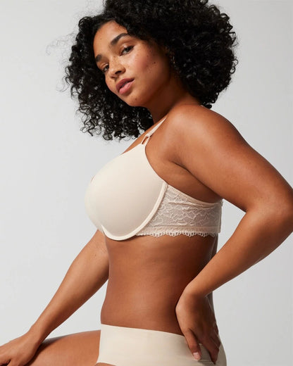 PALE SAND Push-Up Plunge Bra with Lace