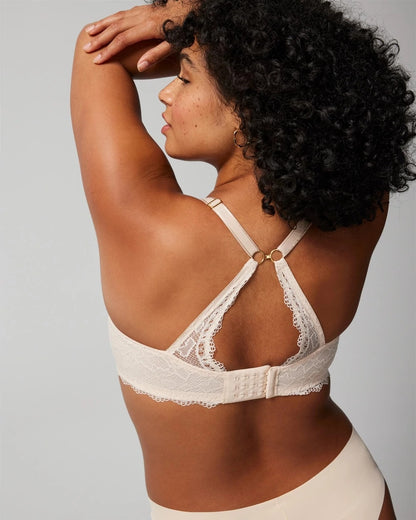 PALE SAND Push-Up Plunge Bra with Lace