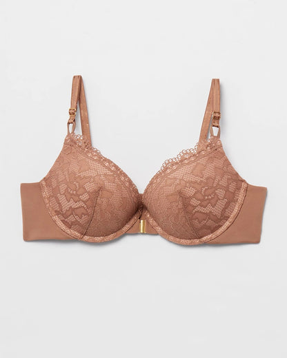 WARM SIENNA Push-Up Front-Close Bra with Lace