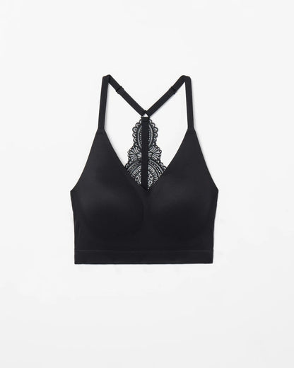 BLACK Racerback Bralette with Lace Back