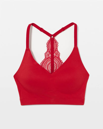 PAINT THE TOWN RED Racerback Bralette with Lace Back