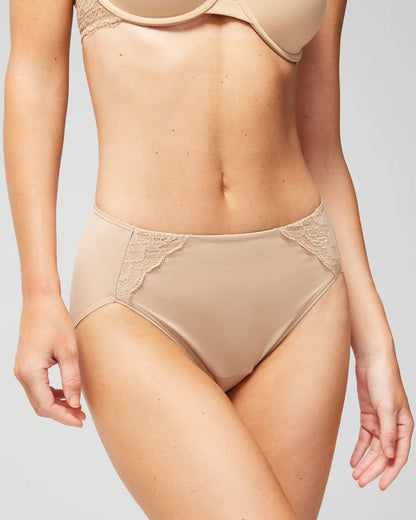 WARM AMBER High-Leg Brief Panty with Lace