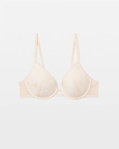 PALE SAND Plunge Bra with Lace