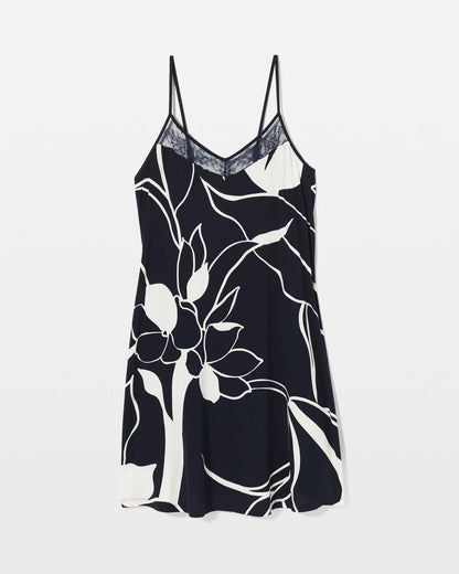 NOUVEAU FLORA NAVY Lace Chemise