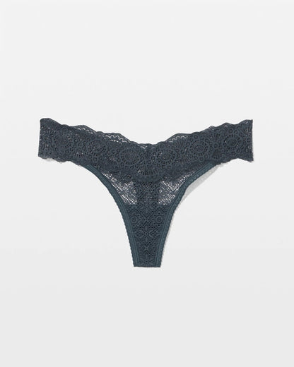 PETROL Embraceable Thong Panty with Crochet Lace