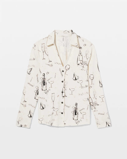 FIZZ THE SEASON FOIL Long-Sleeve Notch Collar Pajama Top
