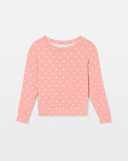 DREAMY DOT MID BLUSH PINK Long-Sleeve Pajama Top
