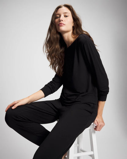 BLACK Long-Sleeve Pajama Top