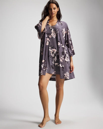 FLORAL DREAMS GRAY Short Robe