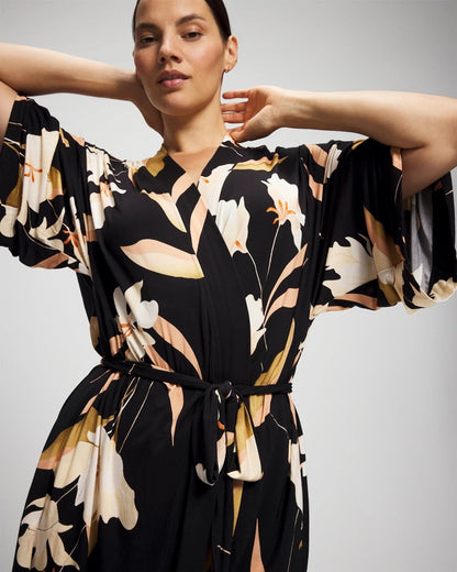 MYSTIC BLOOMS BLACK MID Short Robe