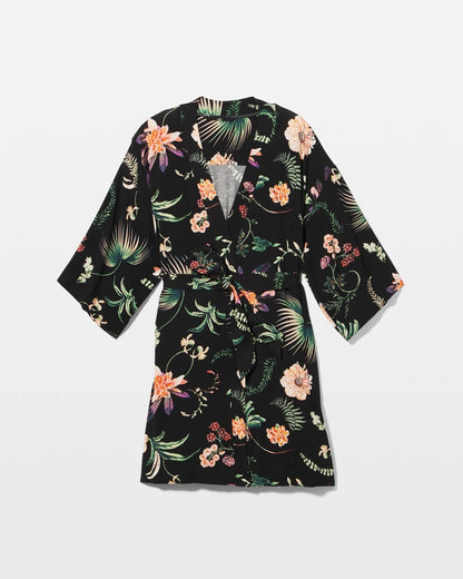 PARADISE PLUMES BLACK Short Robe
