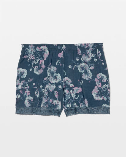 FLORA SHIMMER PETROL Lace-Trim Pajama Shorts