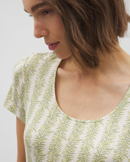 CHILL STRIPE CHAMPAGNE Short Sleeve Scoop Neck Sleepshirt