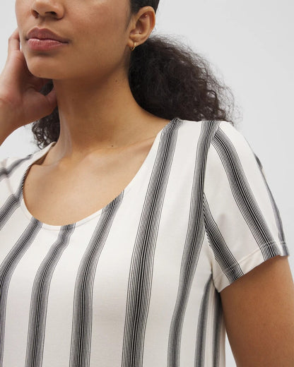 HAMPTON STRIPE BLACK Short Sleeve Scoop Neck Sleepshirt