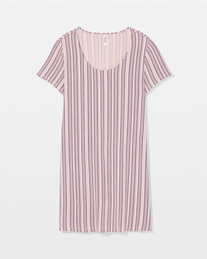 AMITY STRIPE SEPIA ROSE Short Sleeve Scoop Neck Sleepshirt