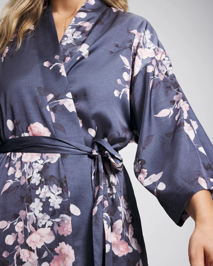 FLORAL DREAMS GRAY Short Robe