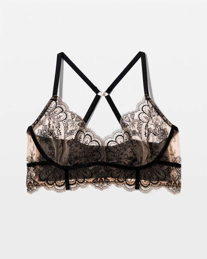 BLACK Tattoo Lace Embroidered Bralette