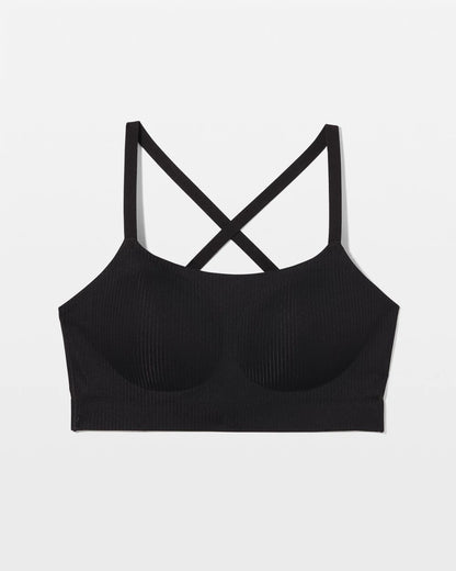 BLACK Rib Adjustable Bralette