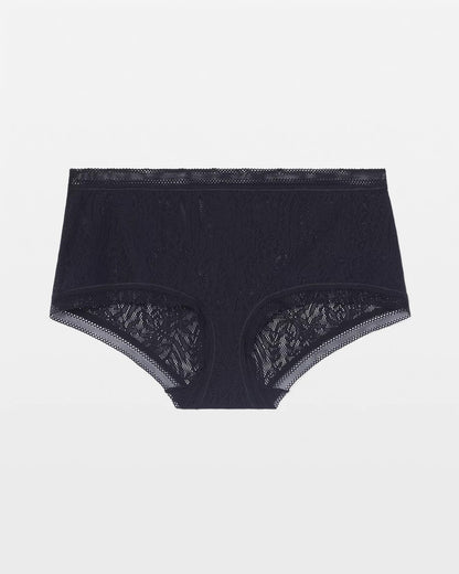 BLACK Soma Boyshort Panty with Stretch Lace