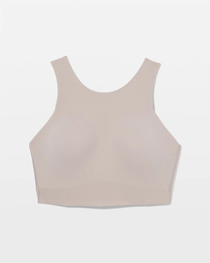 SILVER TAUPE High-Neck Yoga Bra