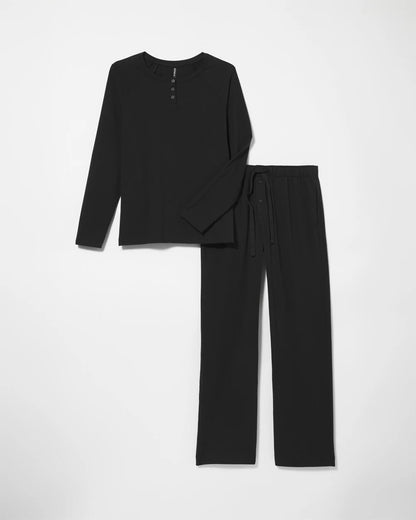 BLACK Men's Henley Pajama Top
