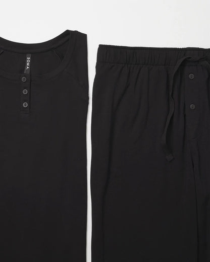 BLACK Men's Henley Pajama Top
