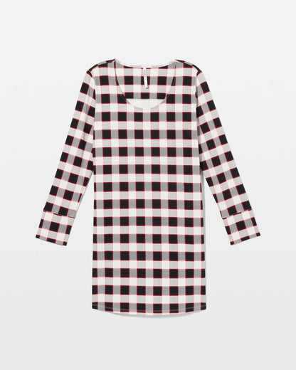 DREAMSCAPE PLAID BLACK Long-Sleeve Sleepshirt