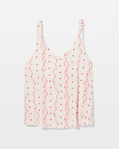 COQUETTE VALENTINE CHAMP Shirred Strap Pajama Tank
