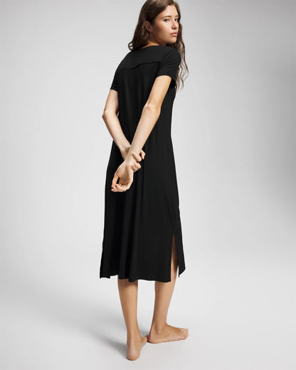 BLACK Short Sleeve Long Sleepshirt