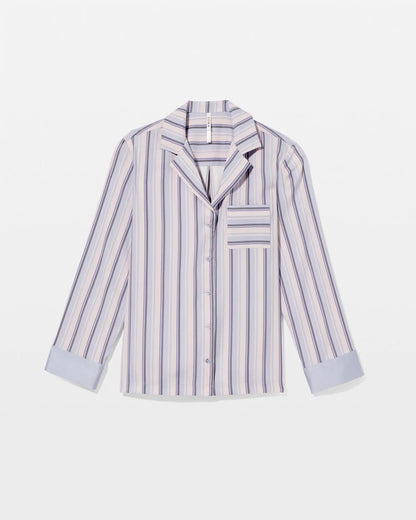 RELAX STRIPE BLUE OPAL Long-Sleeve Notch Collar