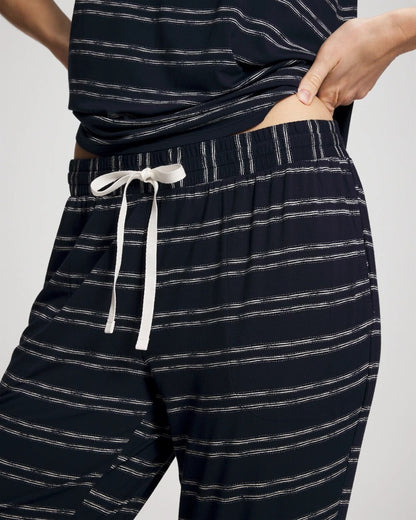 BOHO STRIPE NAVY Banded Ankle Pajama Pant